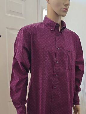 WRANGLER BRAND MEN'S BIG & TALL PURPLE FRONT BUTTON LONG SLEEVE SHIRT SIZE XLT
